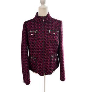 PER SE Tweed Pink Purple Grey Wool/Cotton Jacket in Size 10